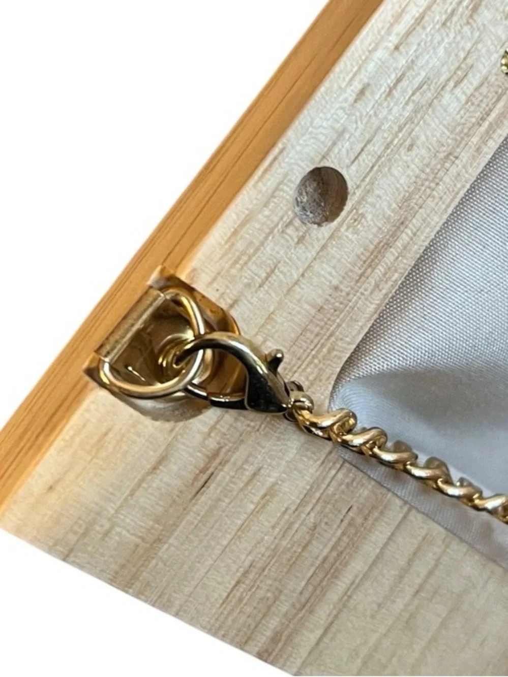 Wood Frame Canvas Crossbody Clutch Beige Tan Striped Removable Chain